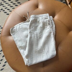 L.L. Bean Linen Drawstring Pants in Natural Beige